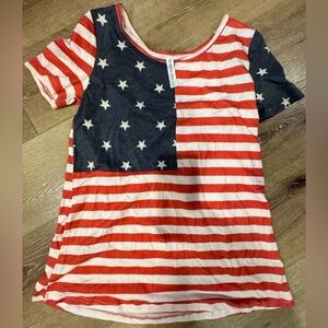 Tickled Teal Red, White, and Blue Star Striped Tee